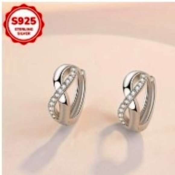 Unisex 925 Silver Infinity Zirconia Ear Huggers – Timeless Fashion Jewelry - Picture 1 of 7